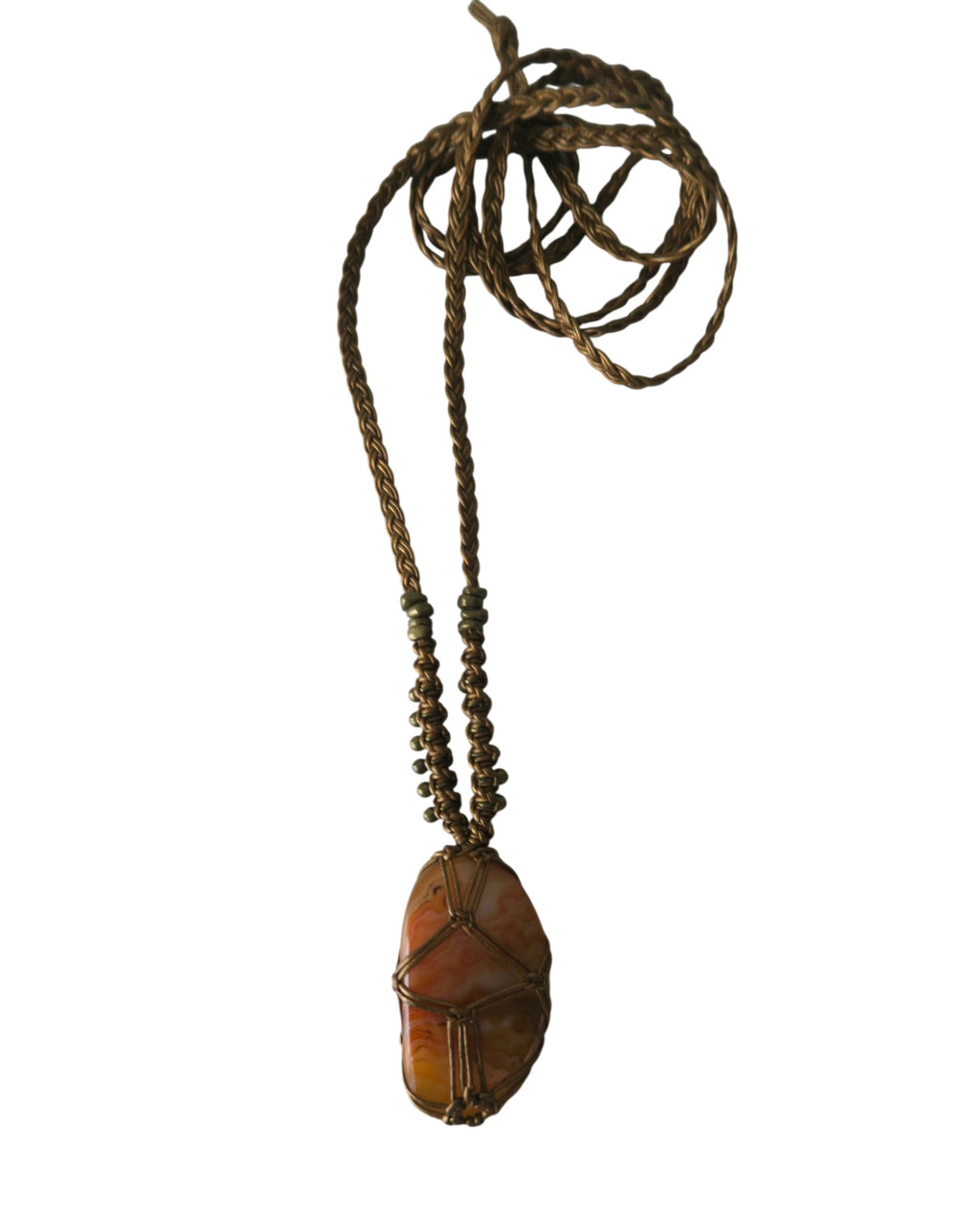 Olivia Moray Macramé Crazy Lace Agate Pendant Necklace