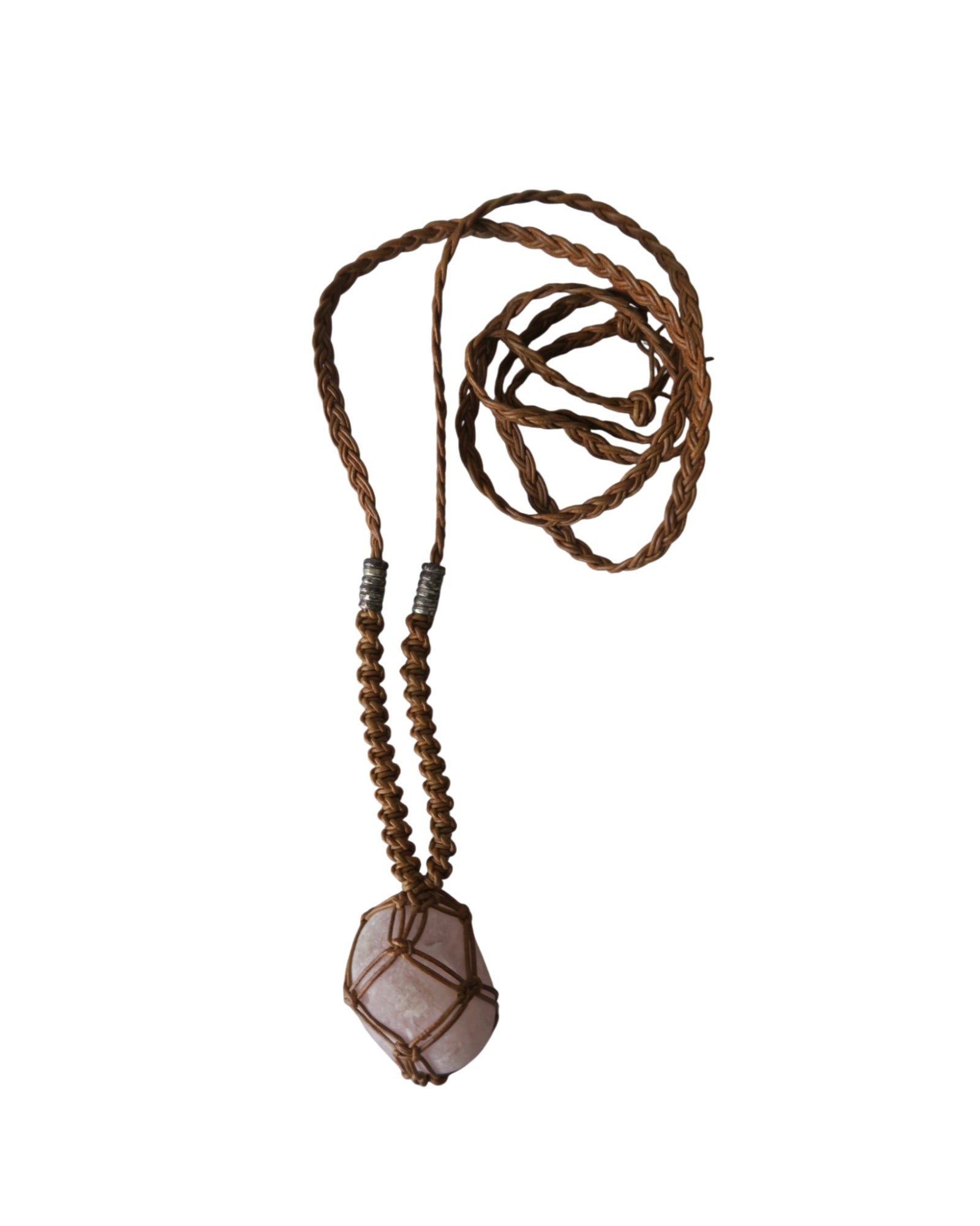 Olivia Moray Macramé Citrine Pendant Necklace with Bronze Beads