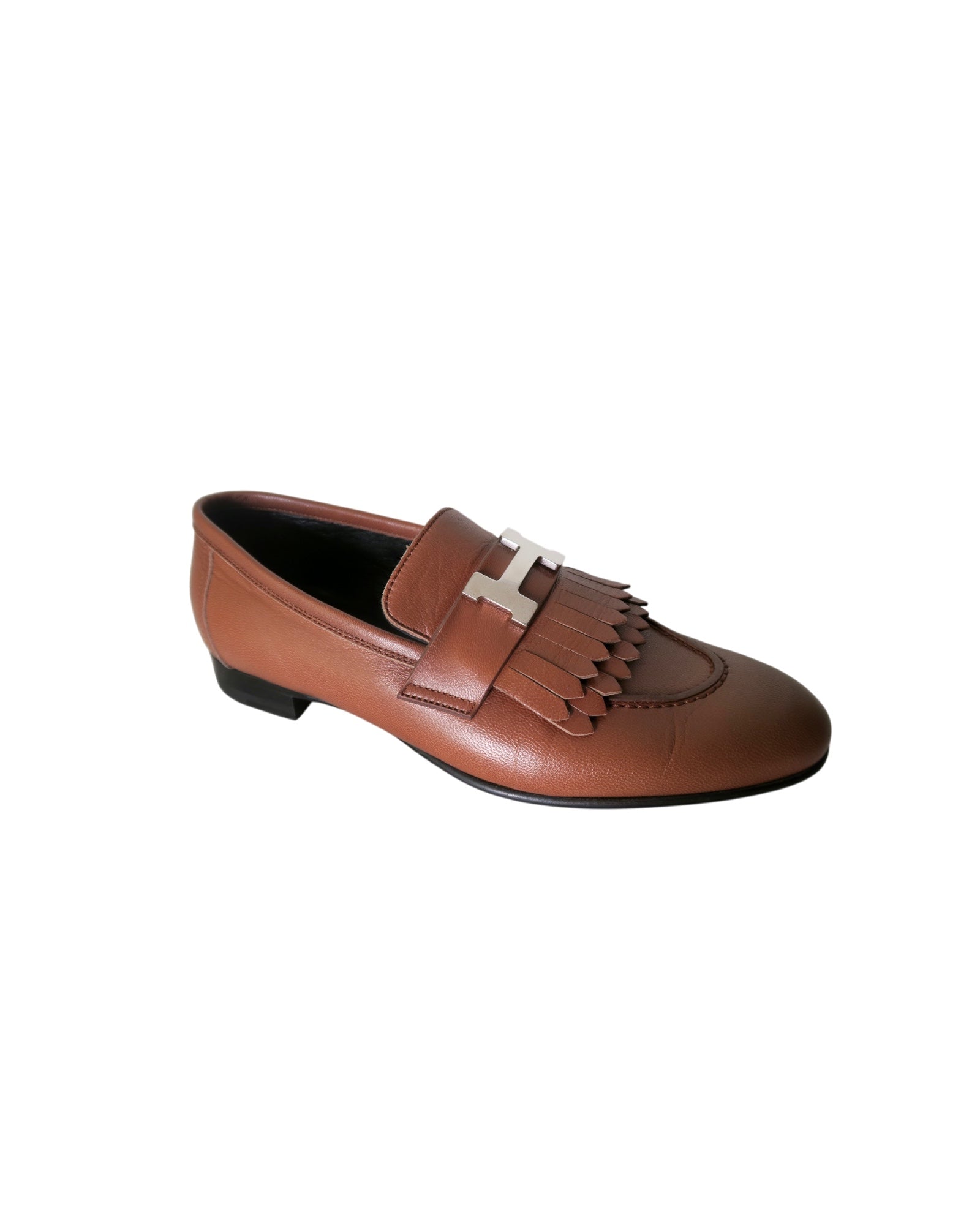 Hermes Royal Leather Natural Brown Loafers Size 6