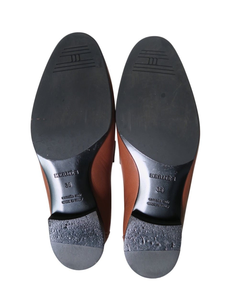Hermes Royal Leather Natural Brown Loafers Size 6