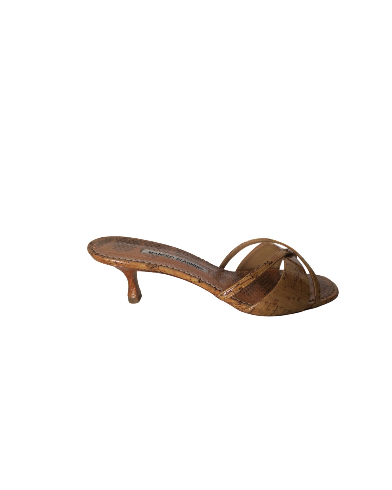 Manolo Blahnik Snakeskin Slide Sandals Size 39.5