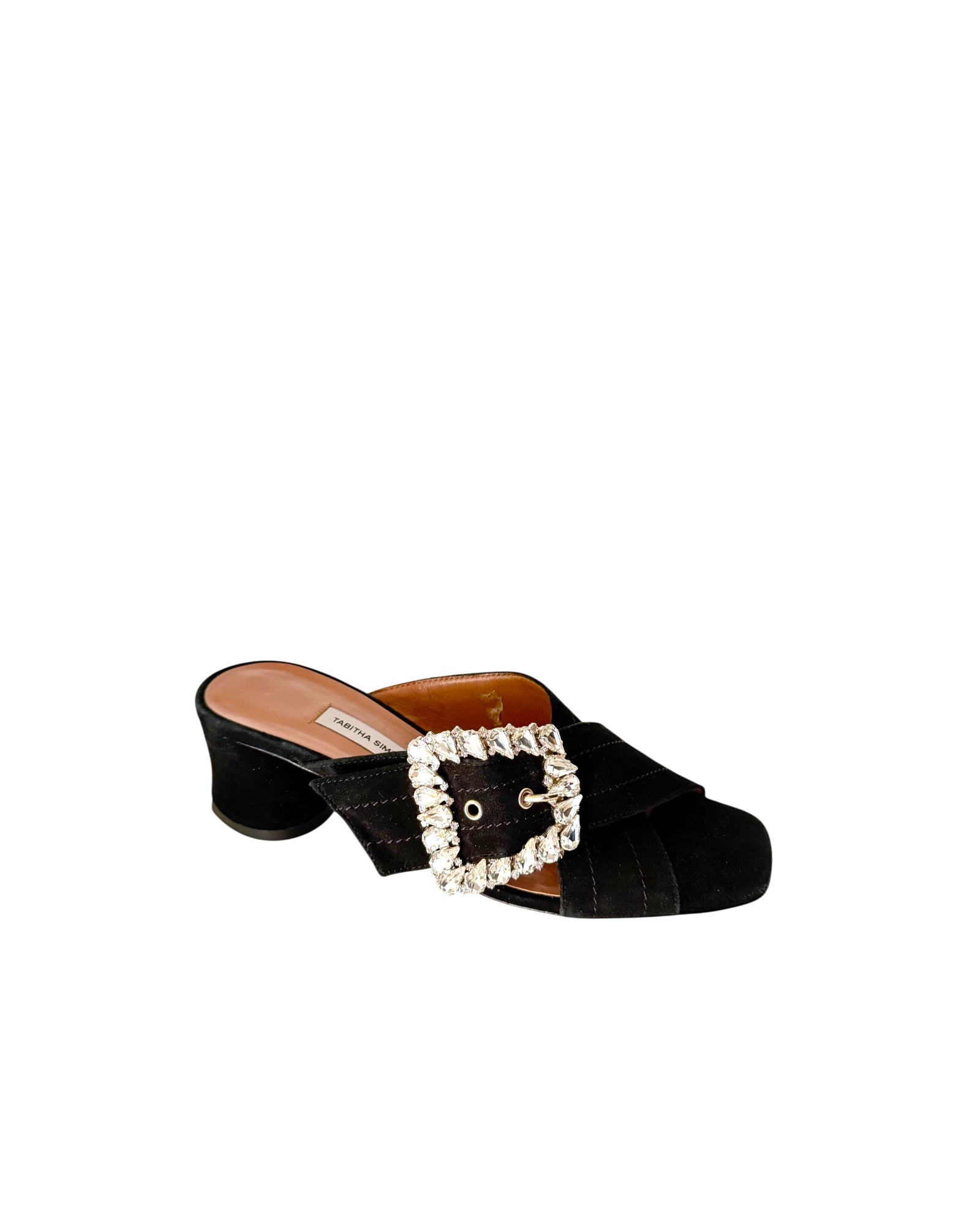 Tabitha Simmons Crystal Buckle Slide Sandals Size 37