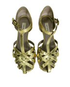 Marc Jacobs Gold Metallic Leather T-Strap Sandals Size 6
