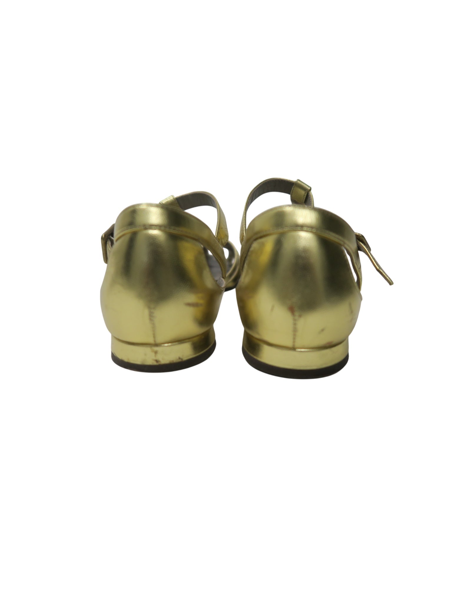 Marc Jacobs Gold Metallic Leather T-Strap Sandals Size 6