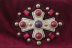Yves Saint Laurent  Byzantine Cross Embellishment Velvet Clutch