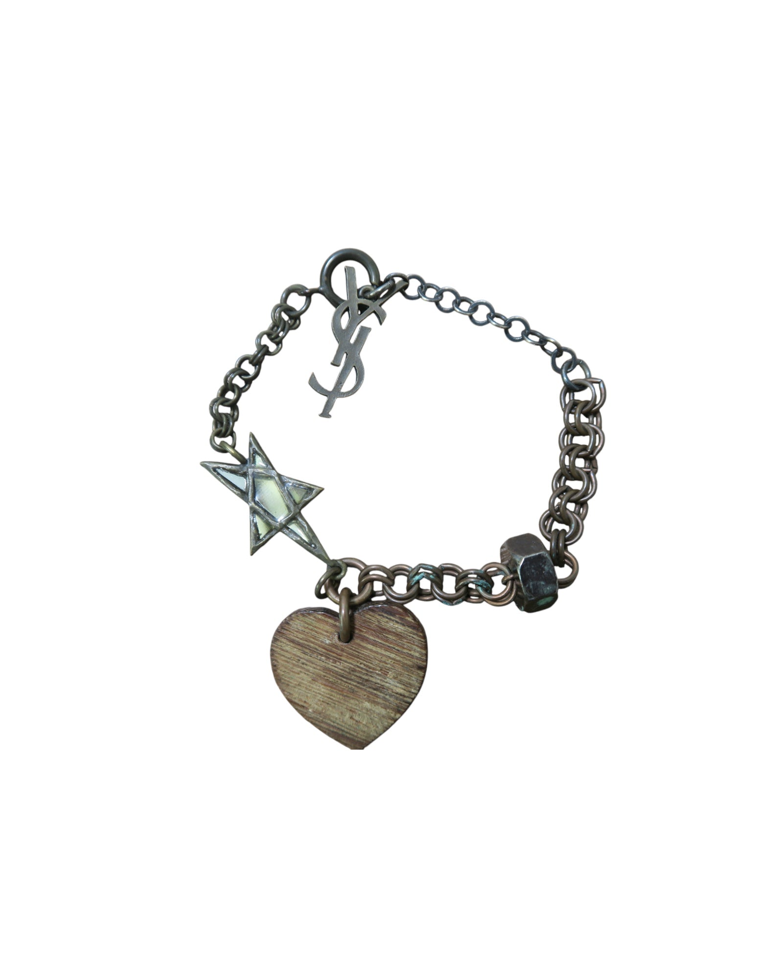 Yves Saint Laurent YSL Silver-Tone Charm Bracelet