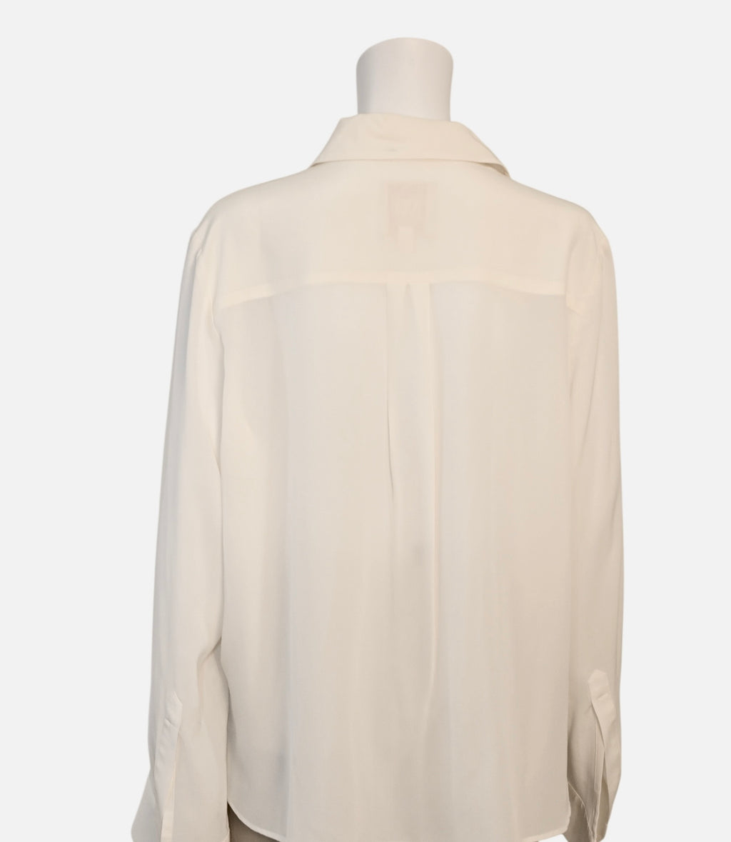 TWP Ivory Silk Button Down Blouse Size M/L