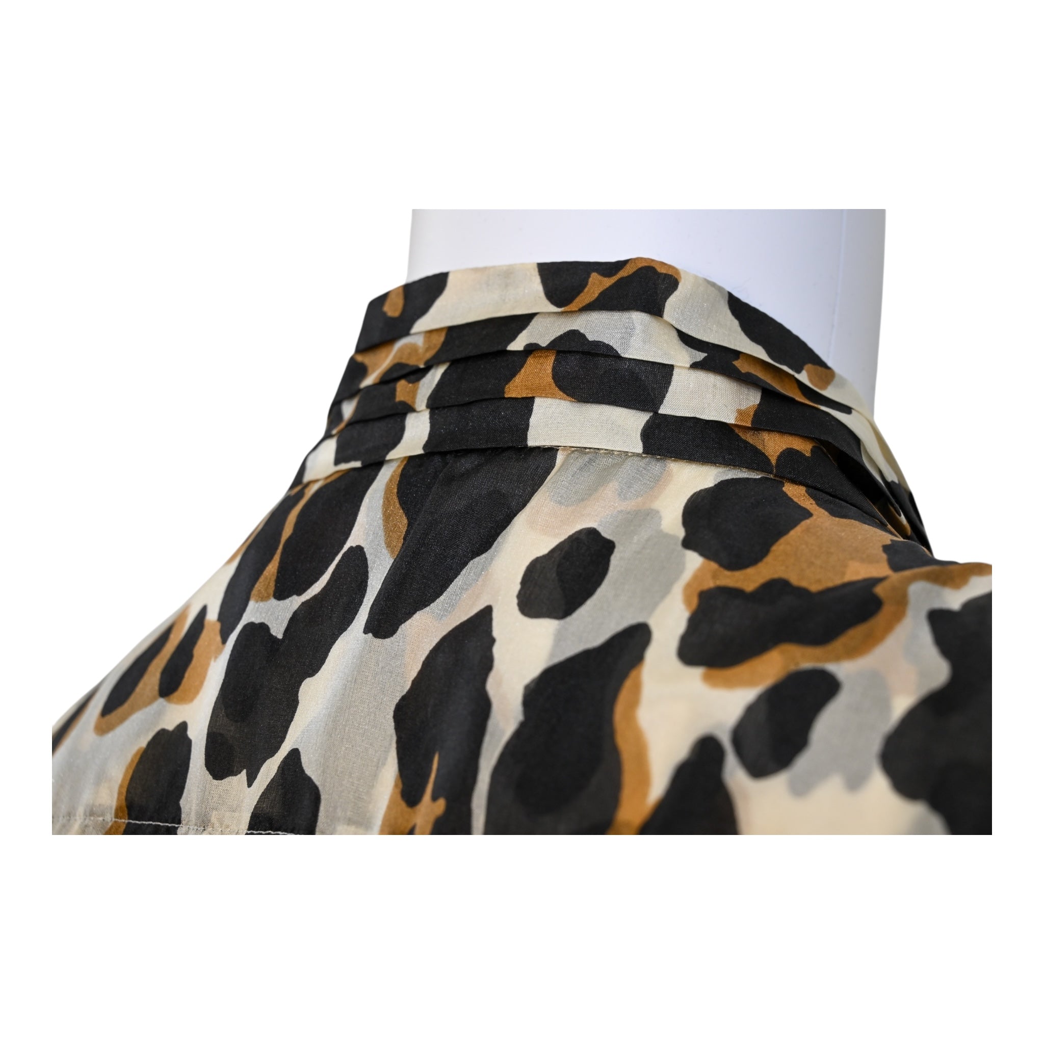 Yves Saint Laurent YSL by Stefano Pilati Leopard Print Pussy Bow Sleeveless Blouse Size 42