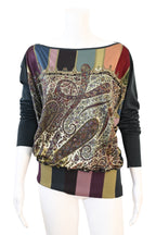 HERMÈS Twillaine Paisley Scarf Print Top — Jean Paul Gaultier Collaboration Size 40