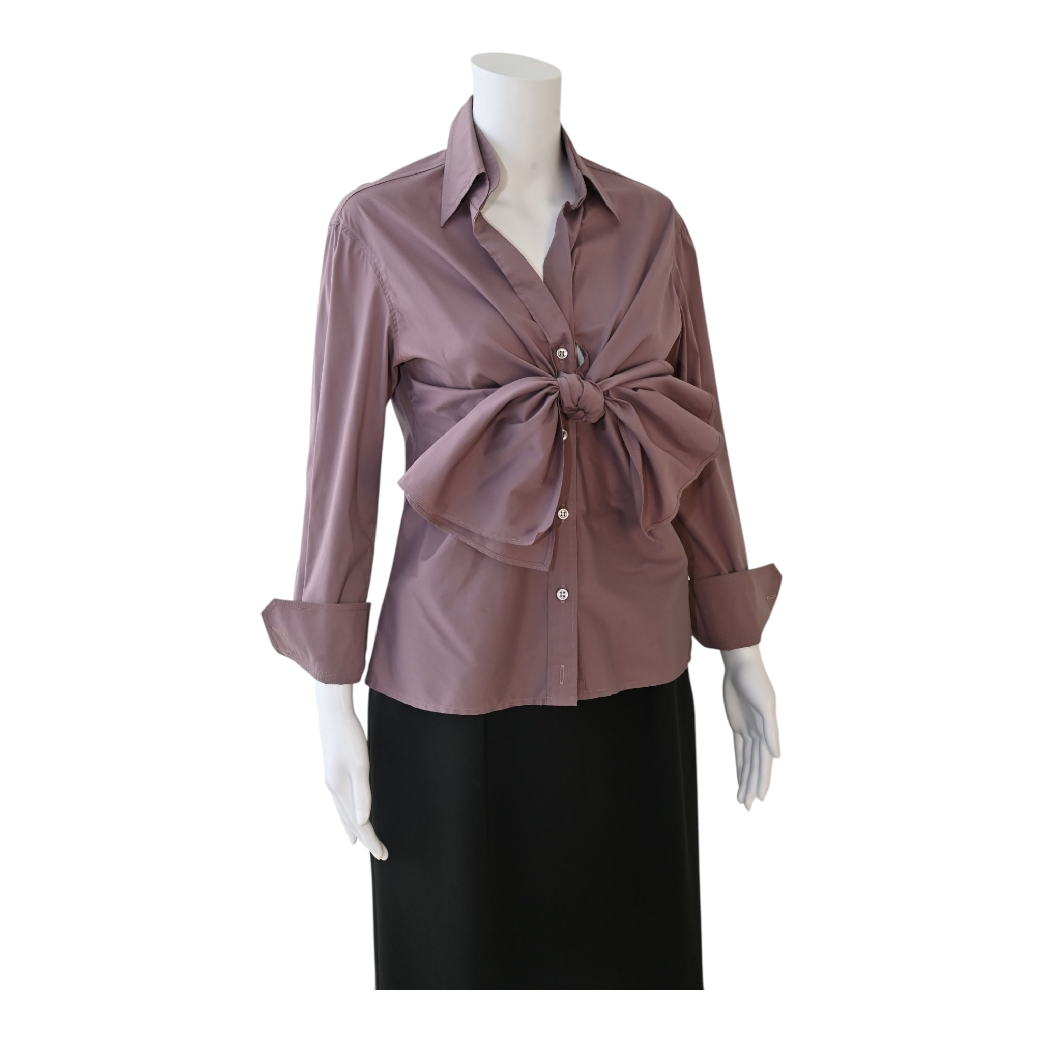 Yves Saint Laurent YSL by Tom Ford Dusty Mauve Oversized Bow Shirt Size 42
