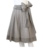 CREA CONCEPT Taupe Crinkle Linen Pleated Midi Skirt  Size 44 Parisian Contemporary Designer