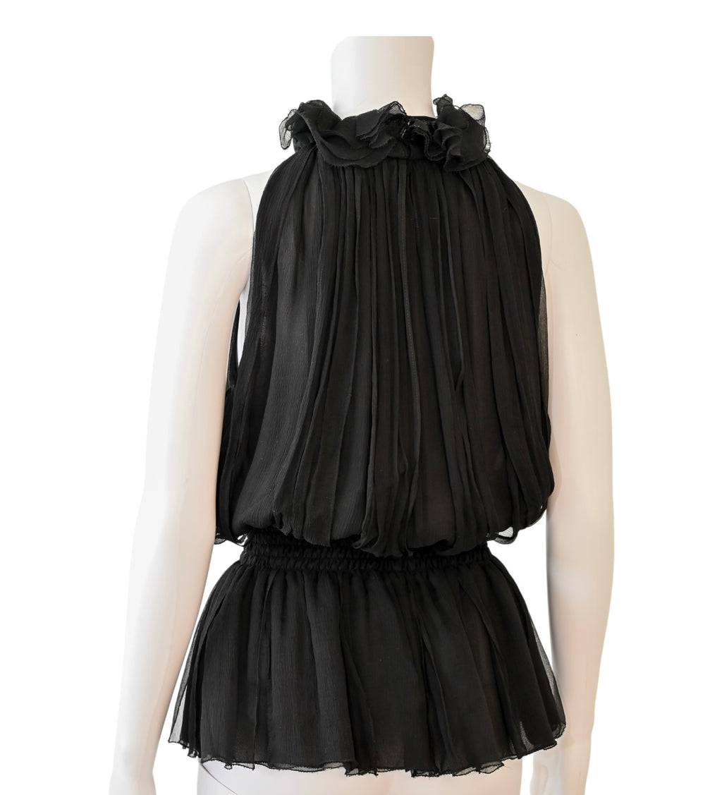 Robert Rodriguez Ruffled Silk Halter Blouse Size 12