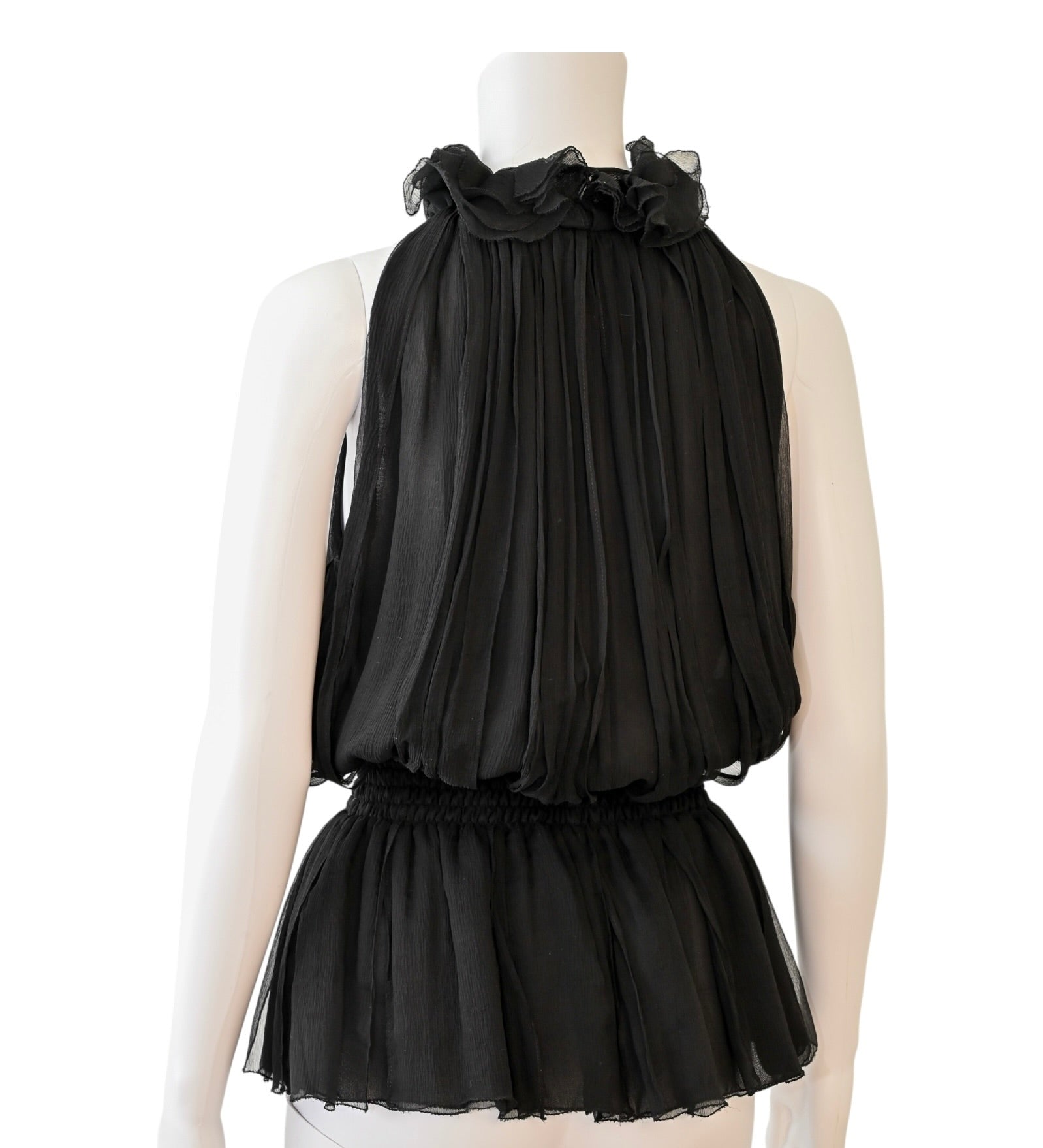 Robert Rodriguez Ruffled Silk Halter Blouse Size 12