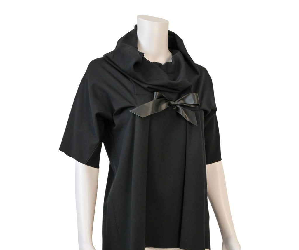 Yves Saint Laurent YSL Black Draped Cowl Collar Top Size Large