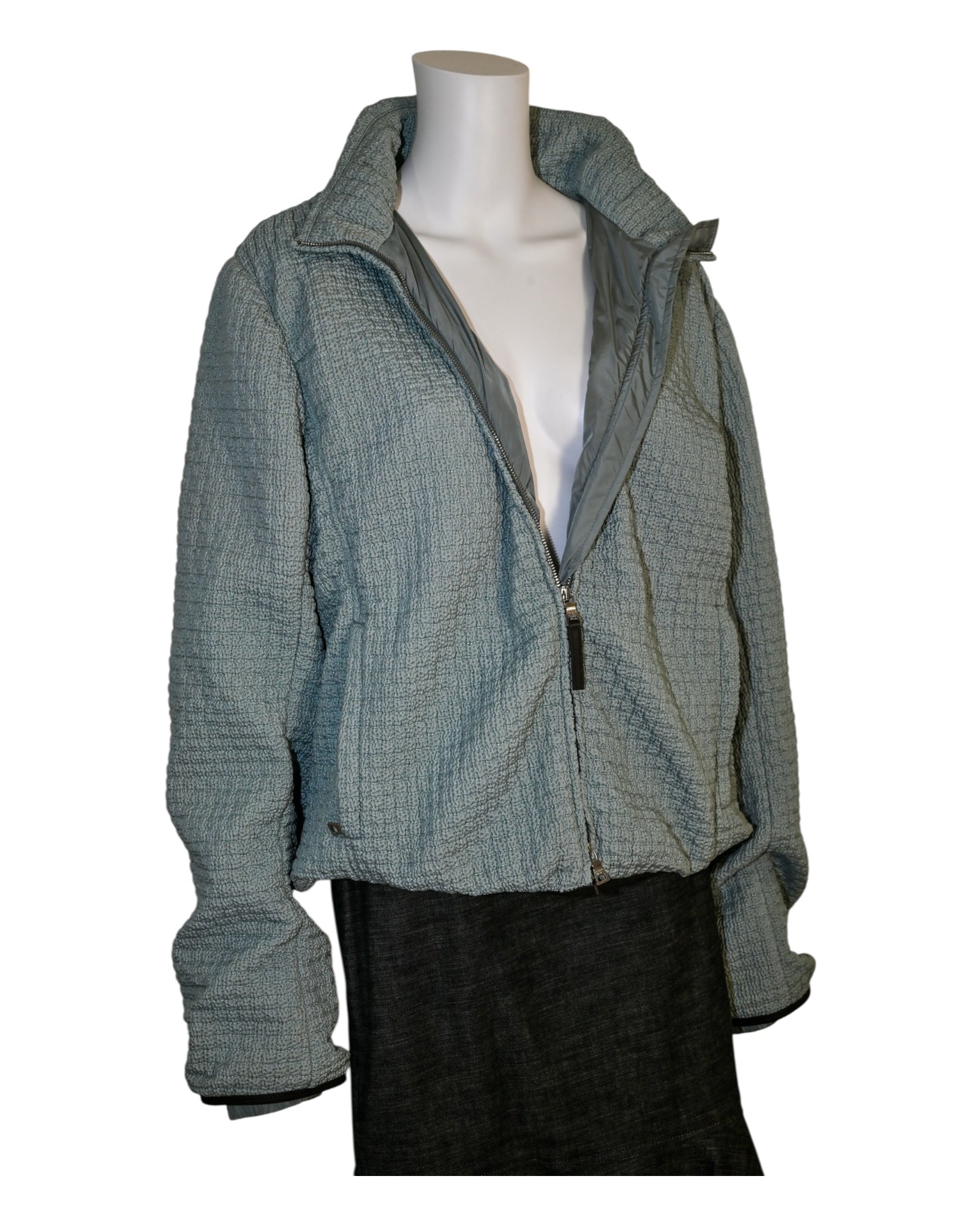 Prada Argento Zip Jacket Size 46IT