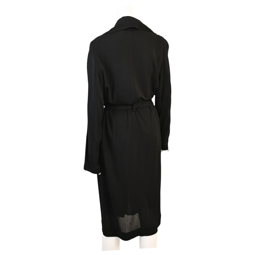 HERMÈS Black Flight Suit Zip-Front Belted Midi Dress Size 42 - Gaultier Era