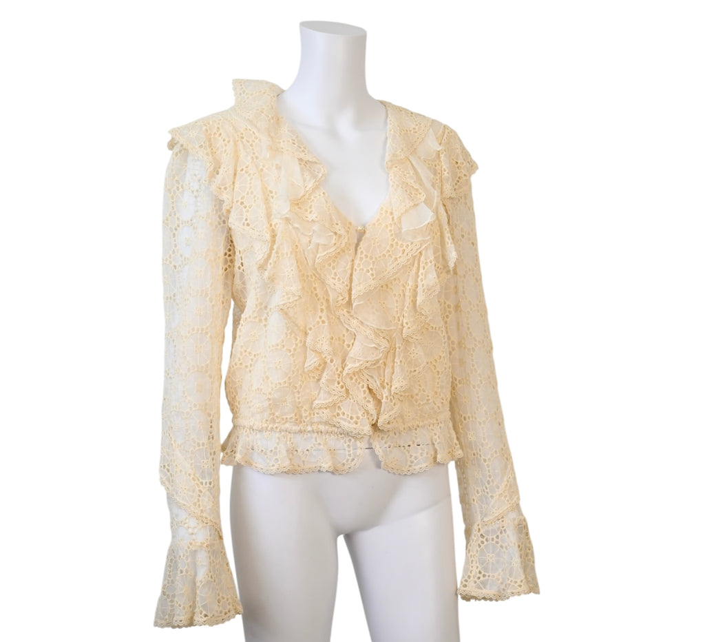 Alice & Olivia Lace & Ruffle Top Size Medium
