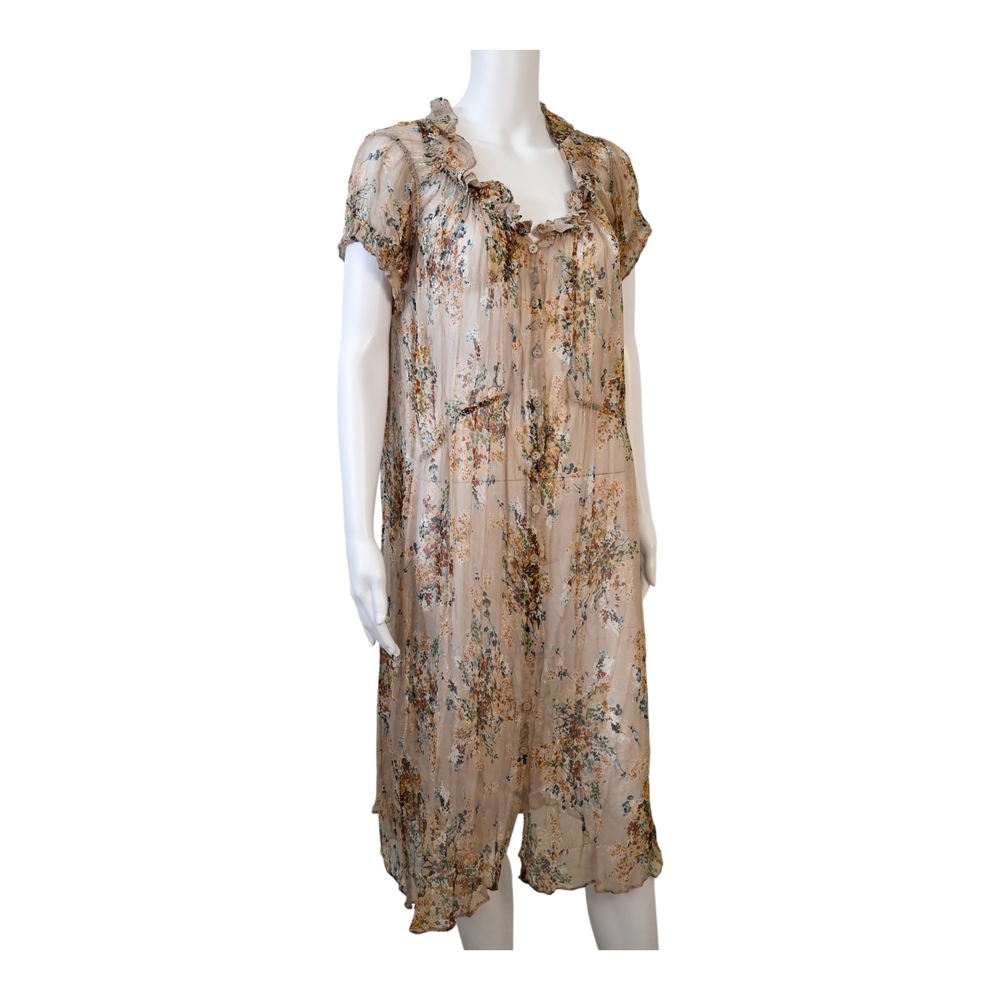 Lilith Paris Crushed Silk Chiffon Dress Size Medium