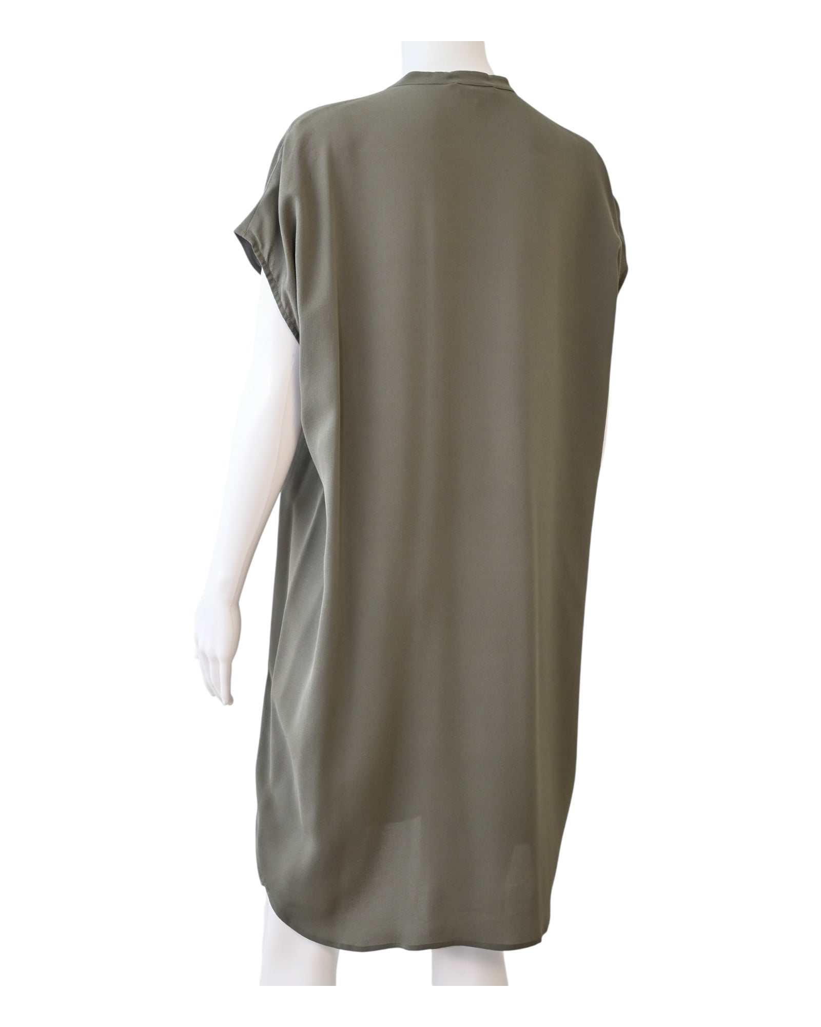 Vince Sage Grey Silk Henley Shift Dress