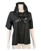 Yves Saint Laurent YSL Black Draped Cowl Collar Top Size Large