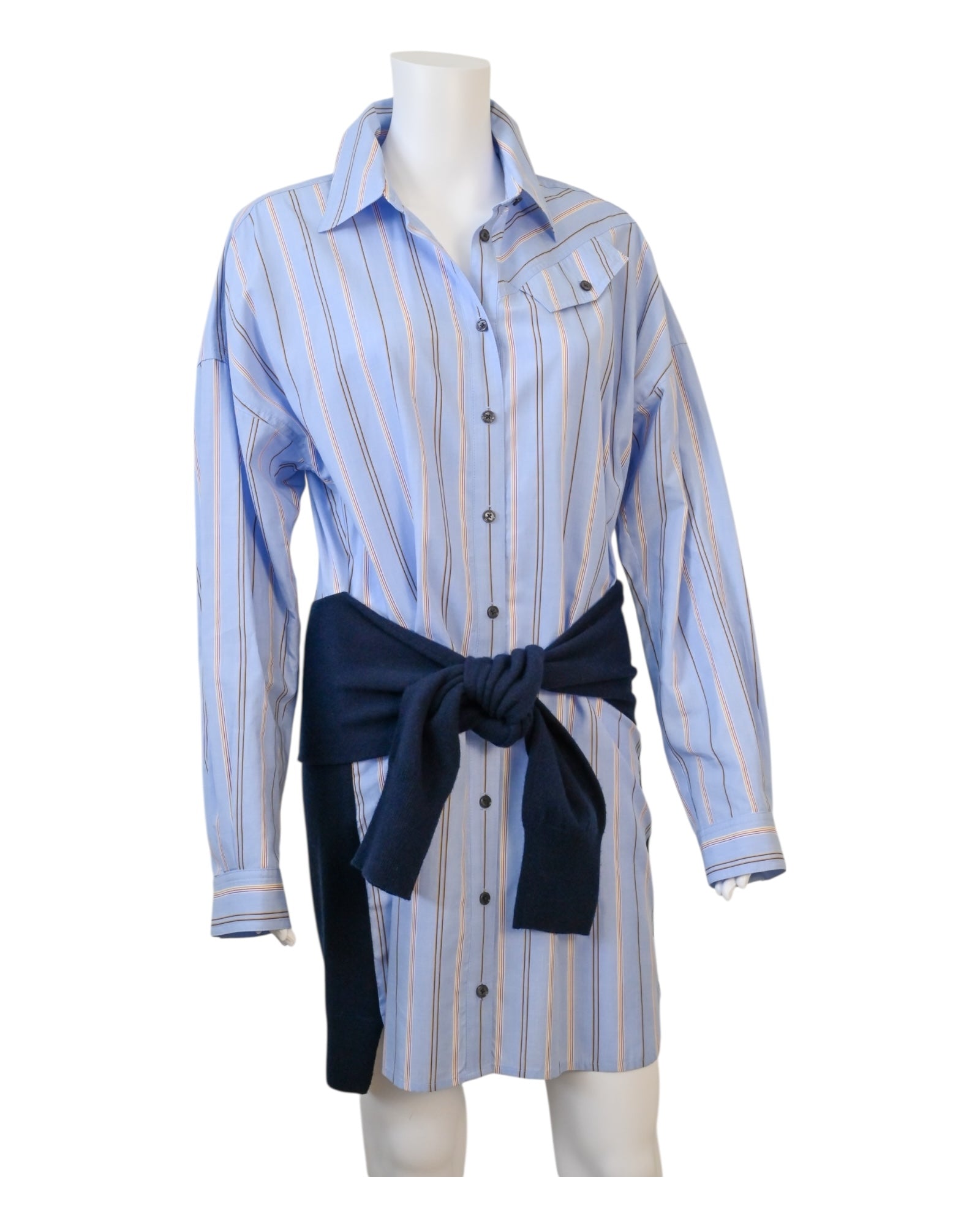 Derek Lam 10 Crosby Blue Stripe Shirt Dress Size 8