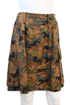 HERMÈS Iconic Horse Camouflage Print Cargo Skirt Size 42 - Collector's Piece