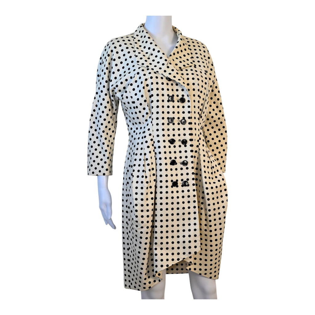 Yves Saint Laurent YSL by Stefano Pilati Ivory & Black Polka Dot Double-Breasted Coat — Runway Sample, 2005 Debut Collection