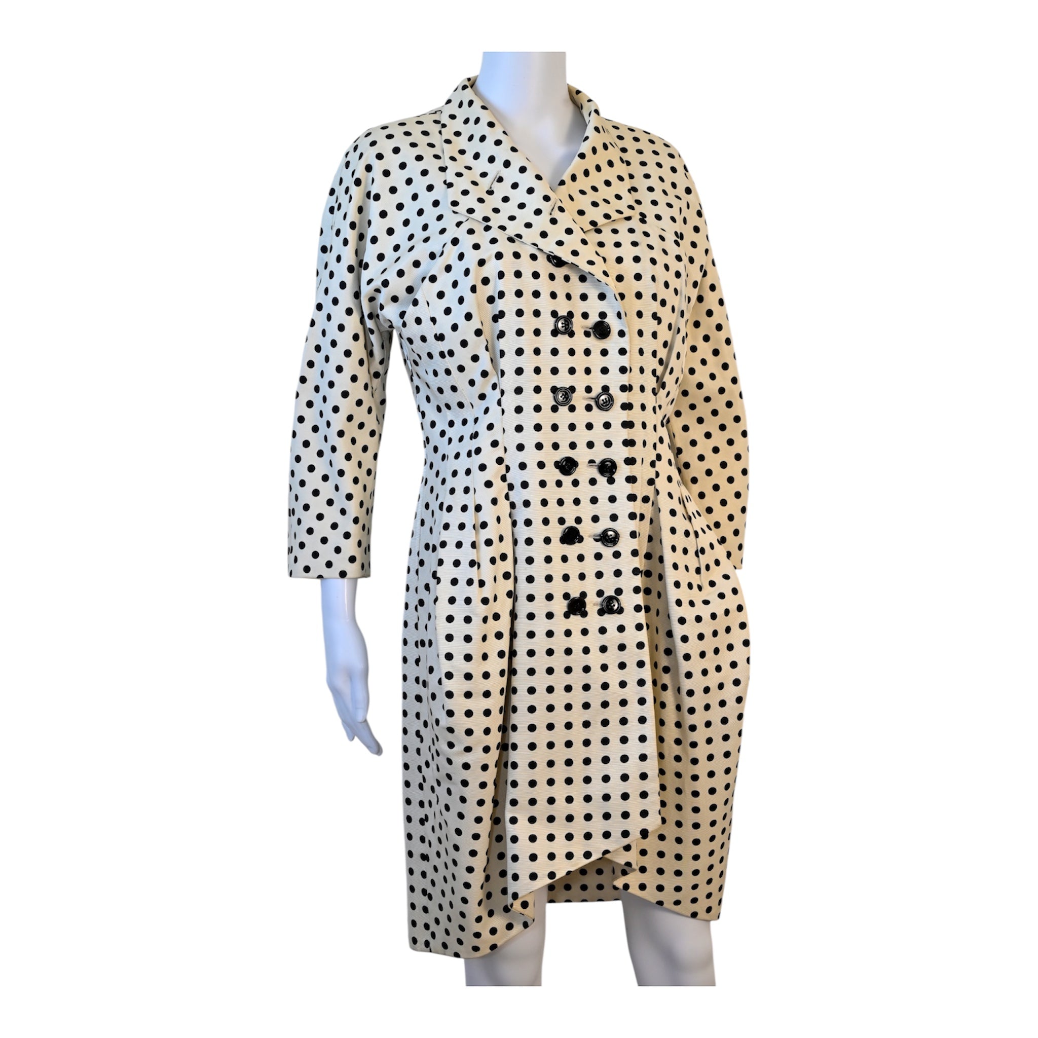Yves Saint Laurent YSL by Stefano Pilati Ivory & Black Polka Dot Double-Breasted Coat — Runway Sample, 2005 Debut Collection
