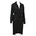HERMÈS Black Flight Suit Zip-Front Belted Midi Dress Size 42 - Gaultier Era