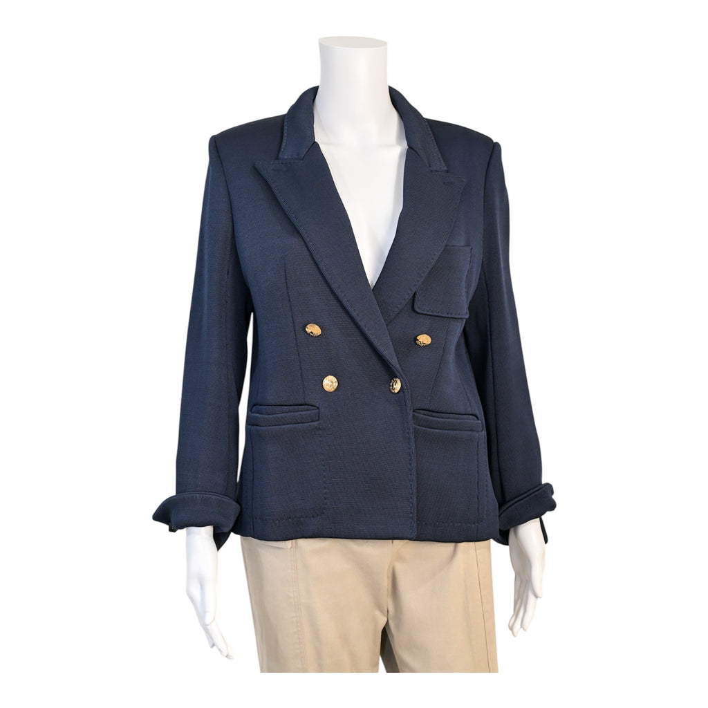 Yves Saint Laurent YSL Double Breasted Navy Jacket with Gold Buttons Size: 44