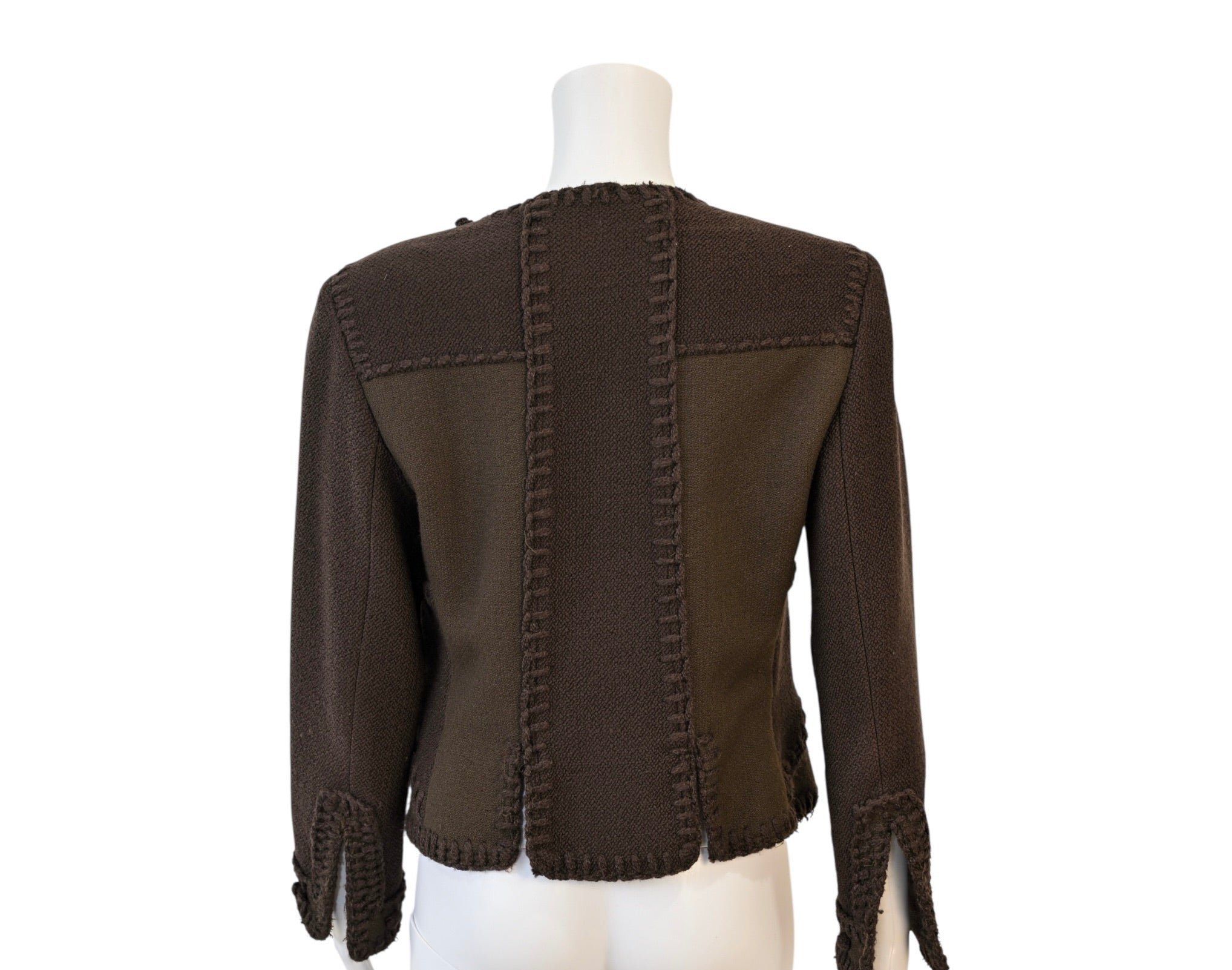 Yves Saint Laurent YSL Brown Bouclé Artisan Jacket Size 44