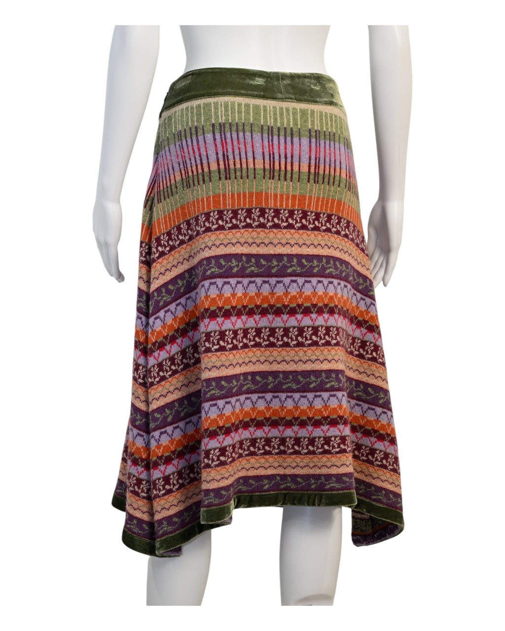 ETRO Multicolor Fair Isle Jacquard Knit Flared Midi Skirt Size 46