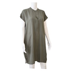 Vince Sage Grey Silk Henley Shift Dress