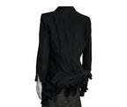 Isabel De Pedro Black Crinkle Blazer with Ruffled Hem Size 10