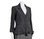 Isabel De Pedro Black Crinkle Blazer with Ruffled Hem Size 10