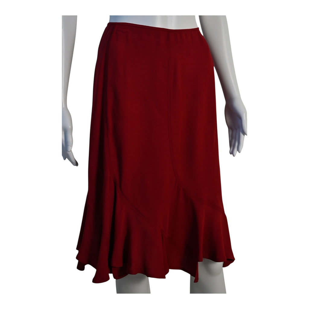 Yves Saint Laurent YSL by Tom Ford Crimson Red Ruffled Skirt Size 42