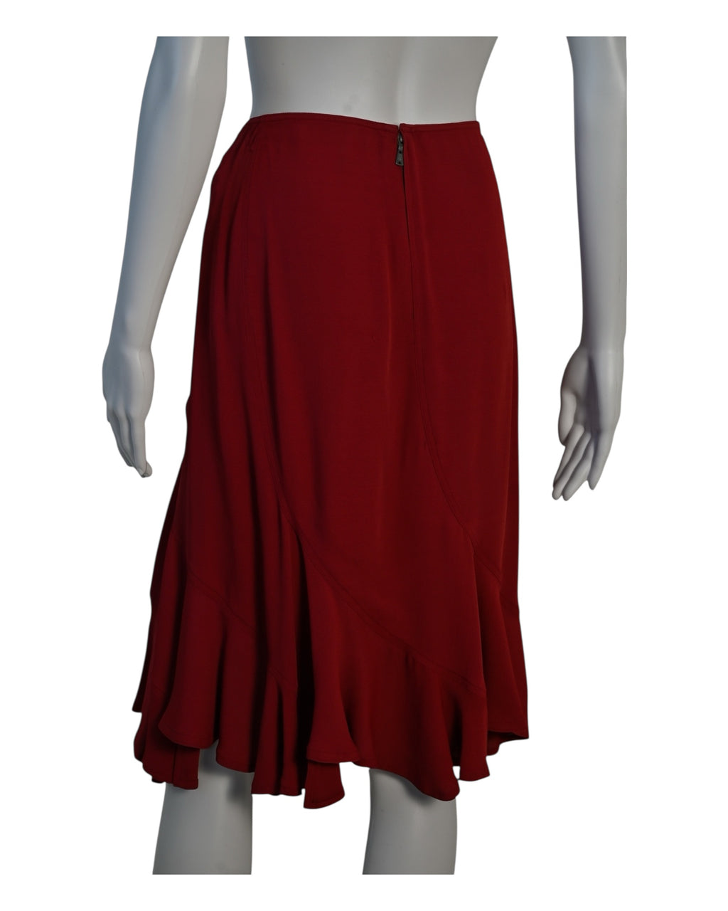 Yves Saint Laurent YSL by Tom Ford Crimson Red Ruffled Skirt Size 42