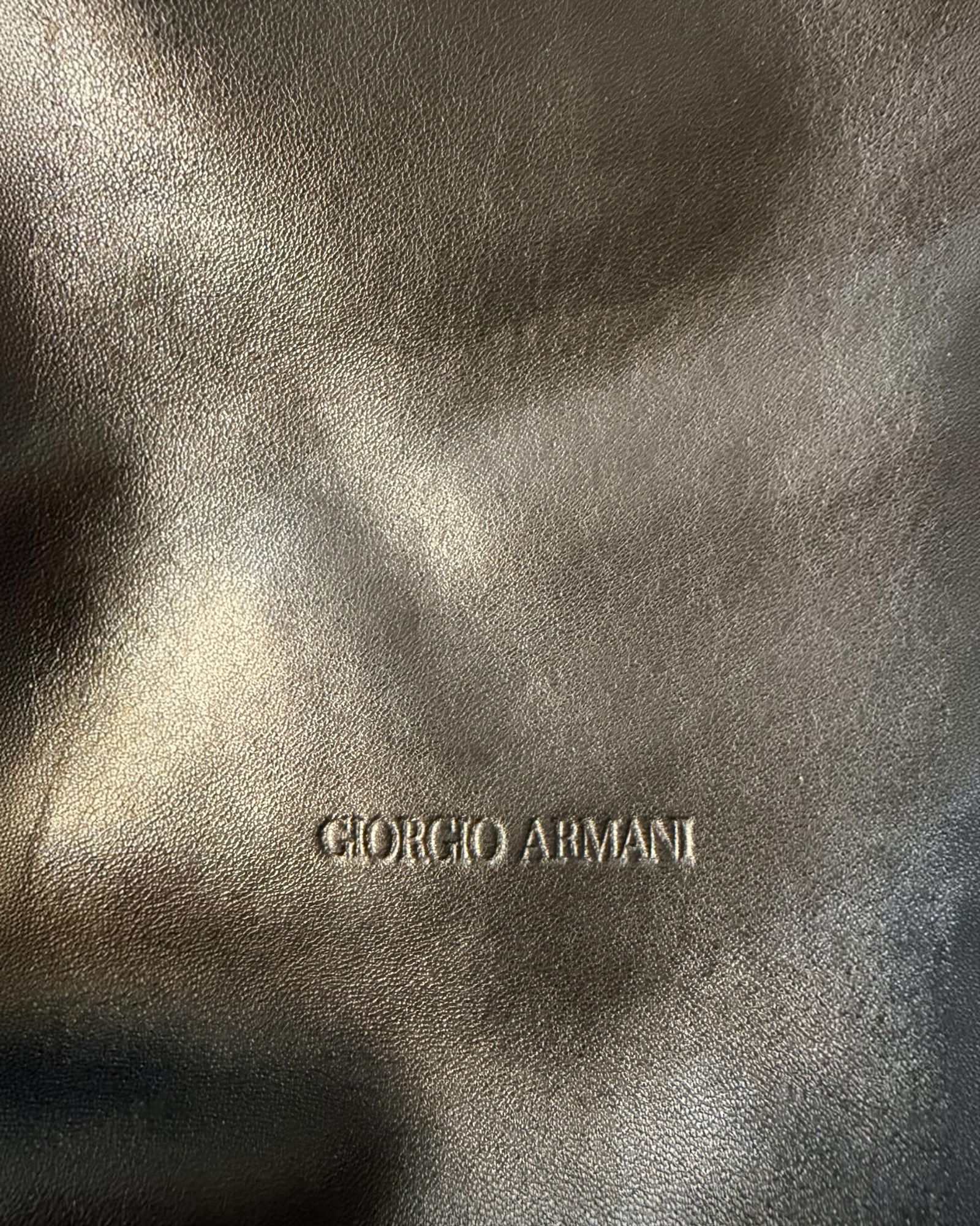 Giorgio Armani Black Leather Ruffled Shoulder Bag