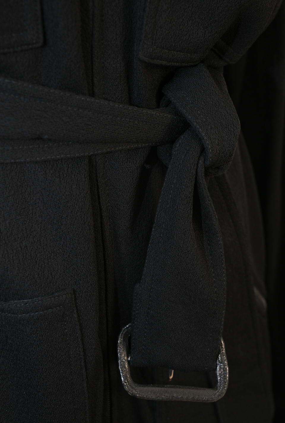 HERMÈS Black Flight Suit Zip-Front Belted Midi Dress Size 42 - Gaultier Era