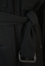 HERMÈS Black Flight Suit Zip-Front Belted Midi Dress Size 42 - Gaultier Era