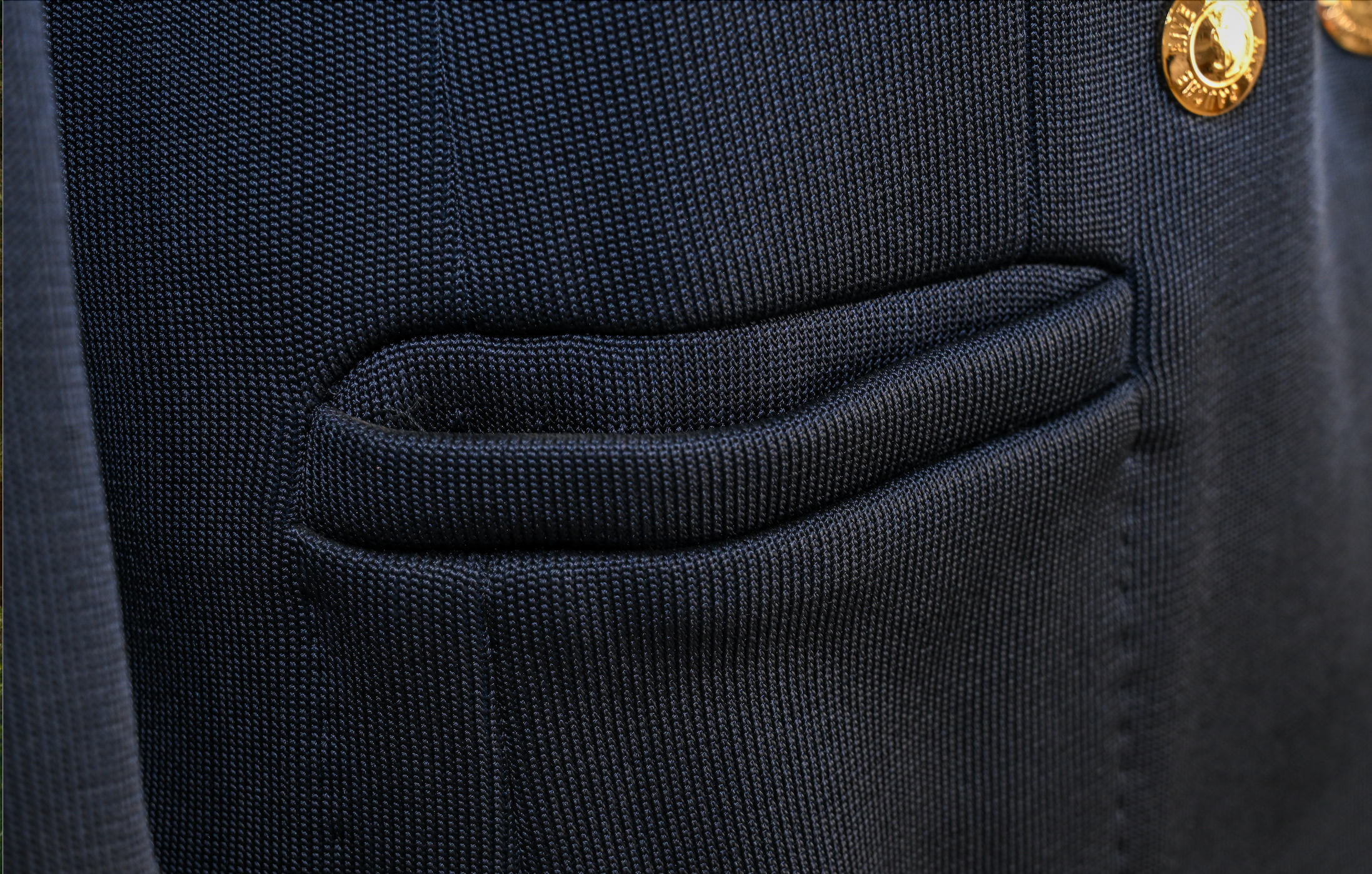 Yves Saint Laurent YSL Double Breasted Navy Jacket with Gold Buttons Size: 44
