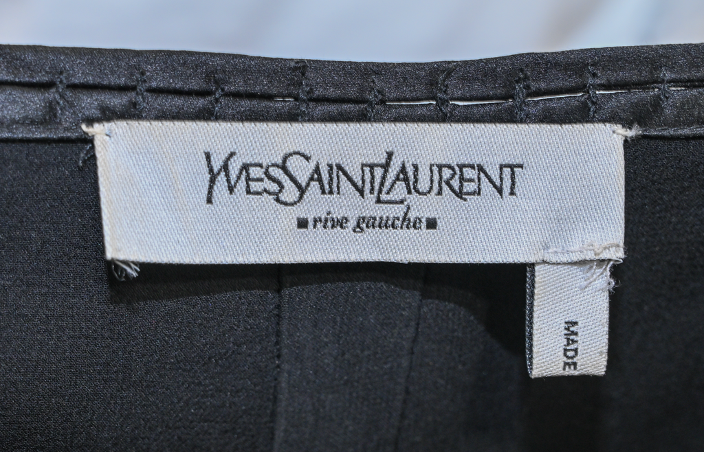 Yves Saint Laurent YSL by Tom Ford Black Satin Ribbon Skirt — F/W 2002 Runway Collection Size 42