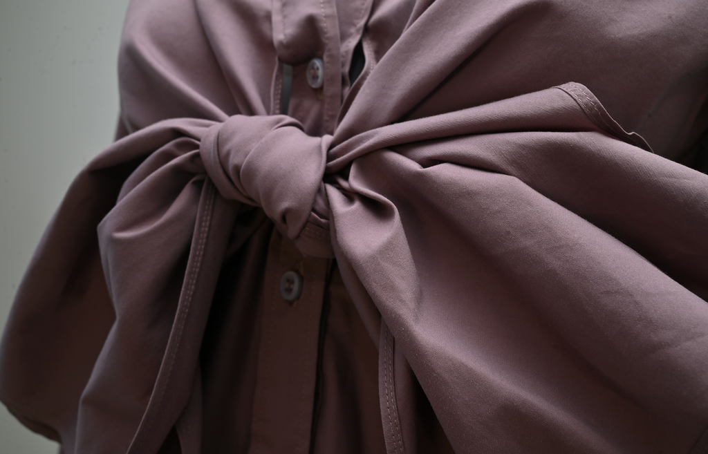Yves Saint Laurent YSL by Tom Ford Dusty Mauve Oversized Bow Shirt Size 42