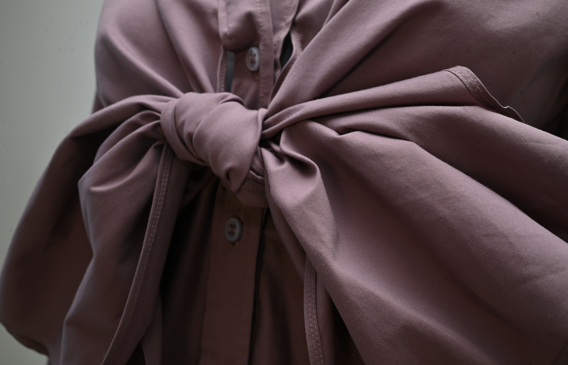 Yves Saint Laurent YSL by Tom Ford Dusty Mauve Oversized Bow Shirt Size 42