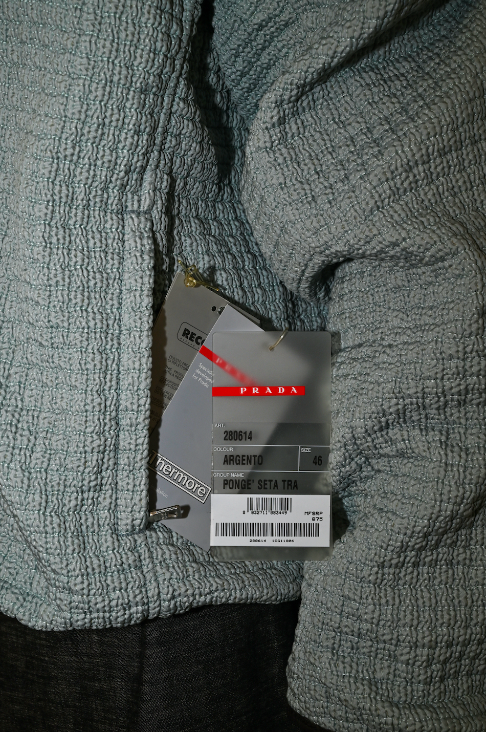 Prada Argento Zip Jacket Size 46IT