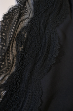 AUTHENTIC Yves Saint Laurent Rive Gauche Black One-Shoulder Lace Trim Gown — Vintage France, Documented Archive Piece Size 42