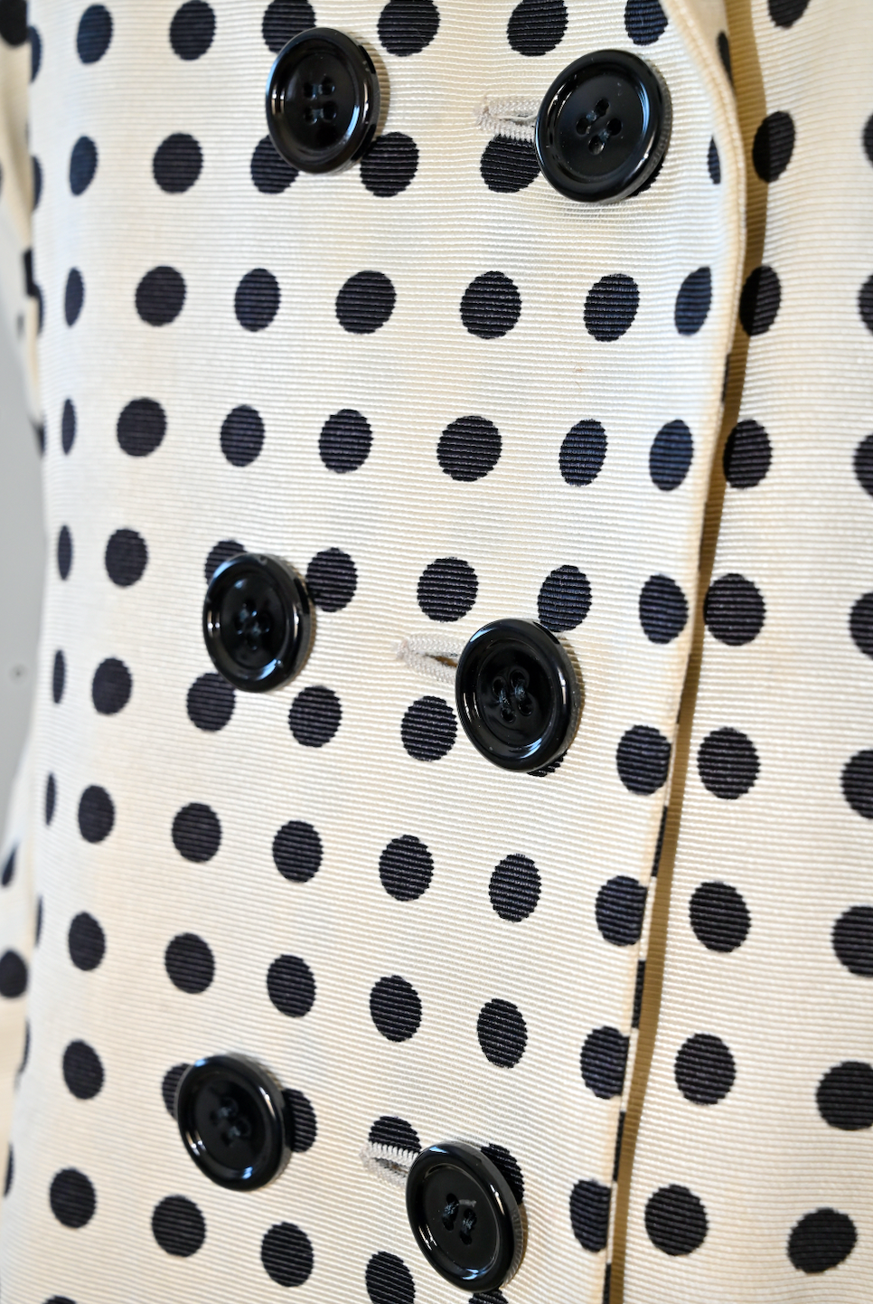 Yves Saint Laurent YSL by Stefano Pilati Ivory & Black Polka Dot Double-Breasted Coat — Runway Sample, 2005 Debut Collection