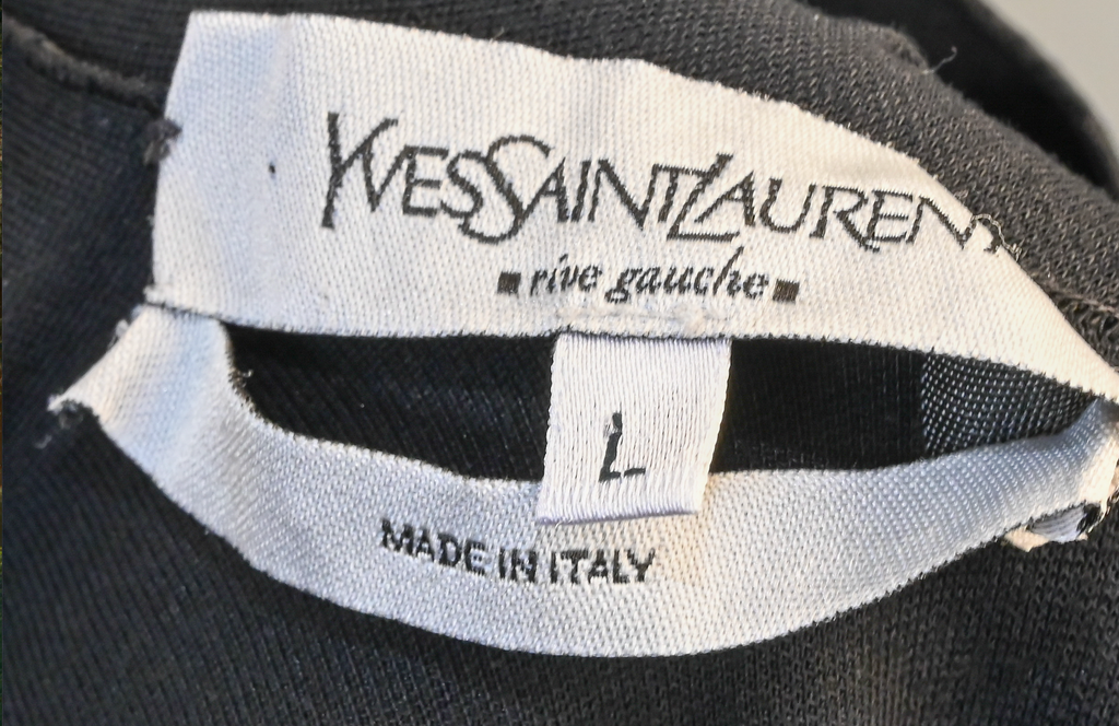 Yves Saint Laurent YSL Black Draped Cowl Collar Top Size Large