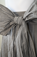 CREA CONCEPT Taupe Crinkle Linen Pleated Midi Skirt  Size 44 Parisian Contemporary Designer