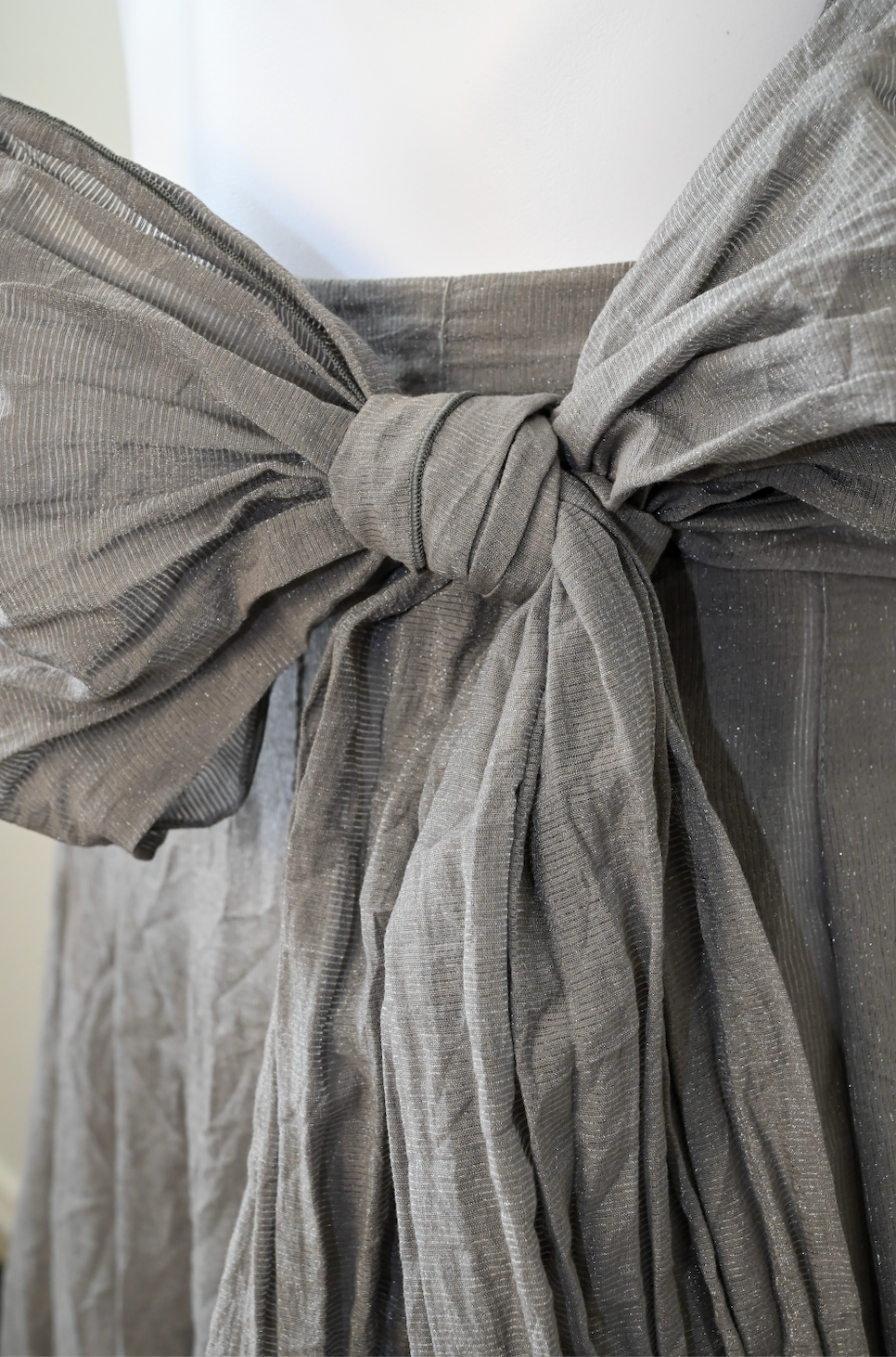 CREA CONCEPT Taupe Crinkle Linen Pleated Midi Skirt  Size 44 Parisian Contemporary Designer